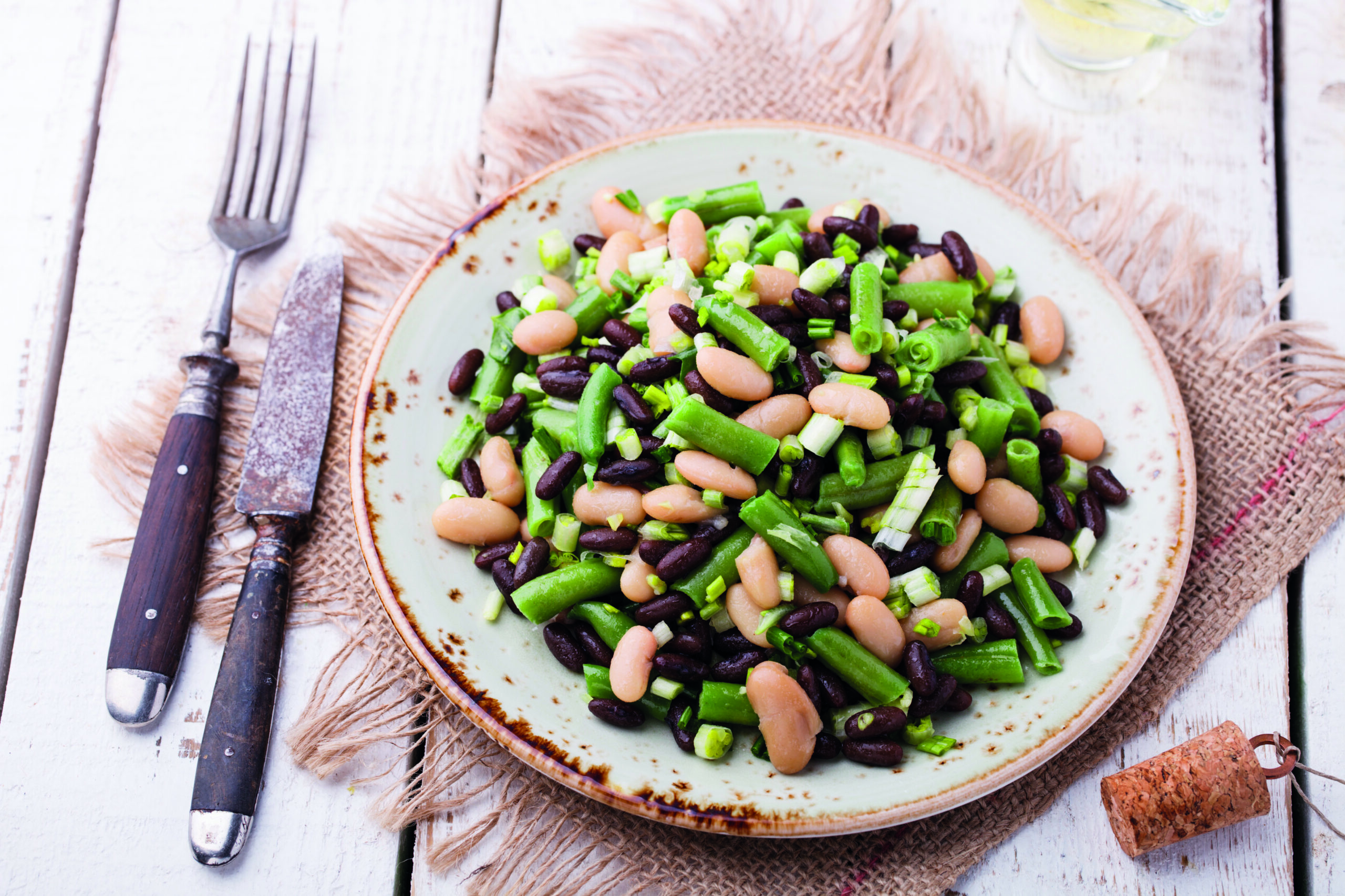Three beans salad with herbs and olive oil. A perfect source for magnesium.
