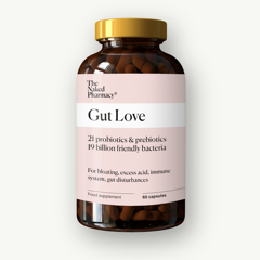 Bottle of Gut Love supplements by The Naked Pharmacy